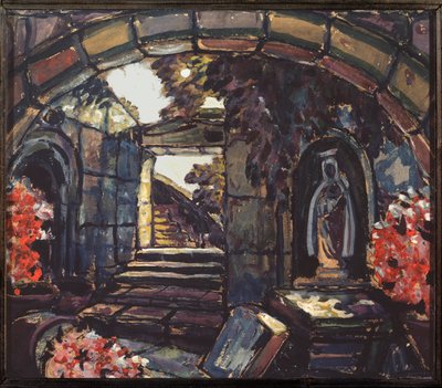 Dekoracja przygotowawcza do spektaklu „Siostra Beatrice” Maurice Maeterlincka autorstwa Sergei Yurevich Sudeikin