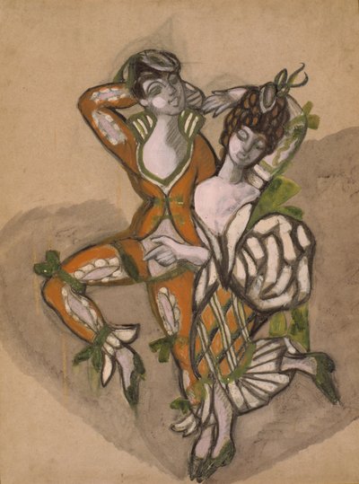 Projekt kostiumu do sztuki teatralnej Wesele Figara P. de Beaumarchais, 1915. autorstwa Sergei Yurievich Sudeykin