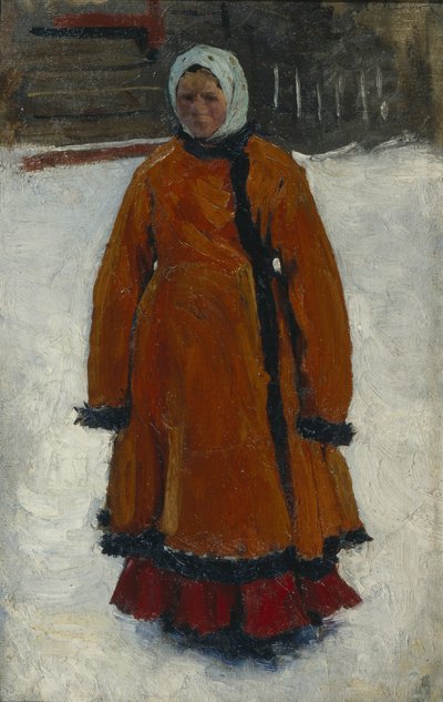 Dziewczyna w czerwonym futrze, 1903-1906 autorstwa Sergej Vasilevic Ivanov