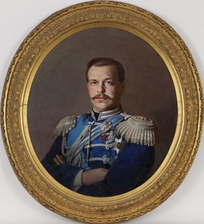 Aleksandr III - Portret cesarza Aleksandra III (1845-1894) - Peinture de Sergei Konstantinovich Zaryanko (1818-1870), ca 1865 - Olej na płótnie, 78x71 - Kolekcja prywatna autorstwa Sergey Konstantinovich Zaryanko