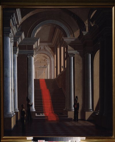 Schody Pałacu Aniczkowa w Sankt Petersburgu. Obraz Siergieja (Sergei, Serguei) Konstantinovich Zaryanko (Zarianko) (1818-1870), olej na płótnie autorstwa Sergey Konstantinovich Zaryanko
