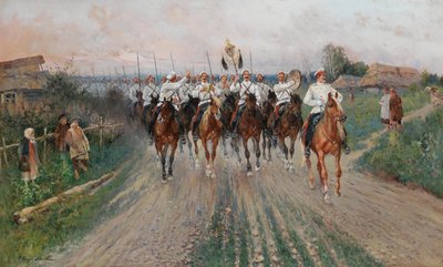 Przez wieś przechodzi orkiestra. autorstwa Sergey Semyonovich Voroshilov
