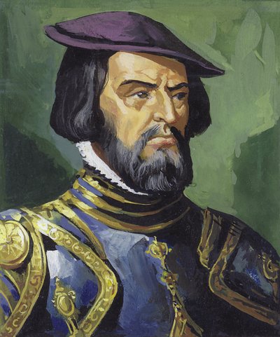 Hernando Cortes (gwasz na papierze) autorstwa Severino Baraldi