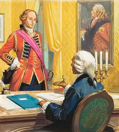 James Wolfe mianowany przez brytyjskiego premiera Williama Pitta autorstwa Severino Baraldi