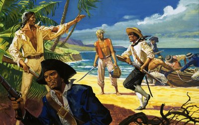 Buntownicy z Bounty lądują na wyspie Pitcairn autorstwa Severino Baraldi