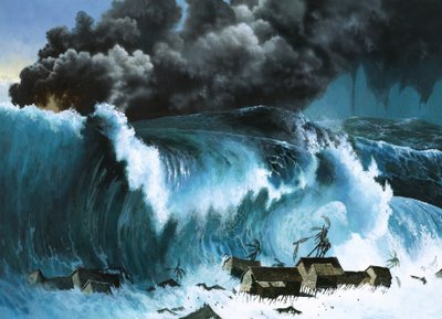 Tsunami po erupcji Krakatoa autorstwa Severino Baraldi
