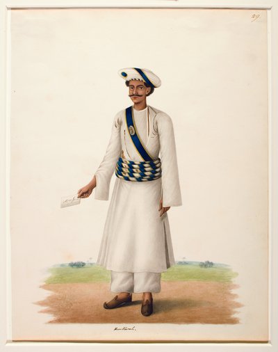 Harkara z listem, ok. 1846 (wc nieprzezroczyste na papierze) autorstwa Shaik Muhammad Amir of Karraya