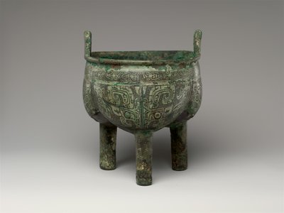 Kocioł na trójnogu z klapami, późny okres Anyang autorstwa Shang Dynasty Chinese School