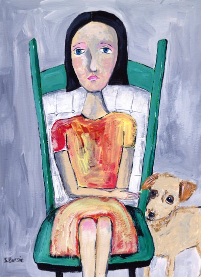 Smutna dziewczyna i wierny pies autorstwa Sharyn Bursic