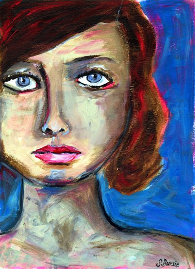 Portret zamyślonej kobiety autorstwa Sharyn Bursic
