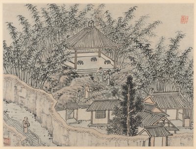 Dwanaście widoków na Tygrysie Wzgórze, Suzhou: Bambusowy Pawilon, Tygrysie Wzgórze autorstwa Shen Zhou