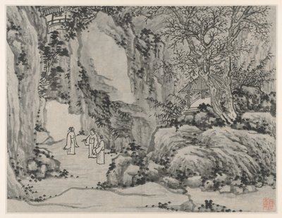 Dwanaście widoków Tiger Hill, Suzhou: The Sword Spring, Tiger Hill, po 1490 r. autorstwa Shen Zhou