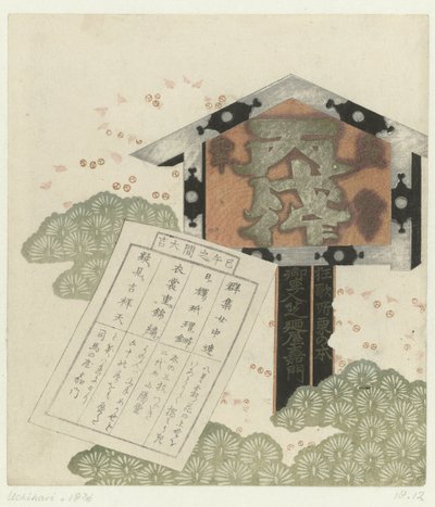 Szyld z wiadomością autorstwa Shibanoya Sanyô (attributed to)
