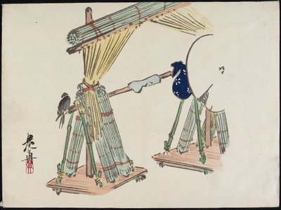 Stojak z roletami bambusowymi autorstwa Shibata Zeshin