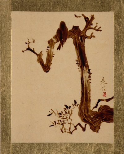 Wrona na drzewie. autorstwa Shibata Zeshin