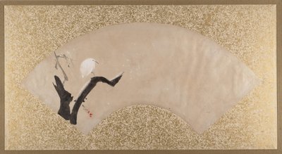 Czapla na pniu drzewa, koniec XIX wieku. autorstwa Shibata Zeshin