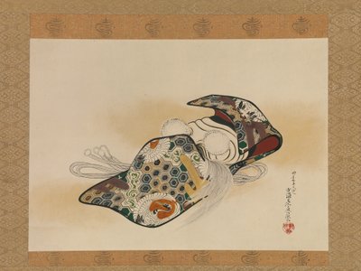 Maska Noh: Okina, dat. 1879. autorstwa Shibata Zeshin