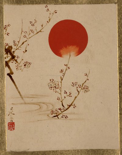 Gałęzie słońca i śliwki. autorstwa Shibata Zeshin