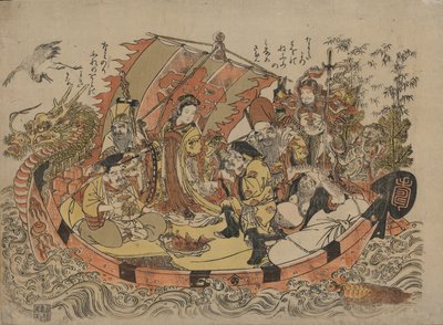 Siedmiu szczęśliwych bogów, między 1775 a 1780 r autorstwa Shigemasa Kitao