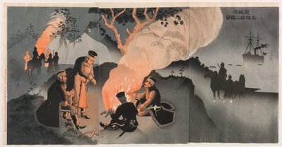 Biwak po lądowaniu w zatoce Rongcheng autorstwa Shinohara Kiyooki