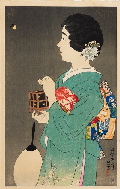 Łapanie świetlików Hotaru gari, 1931 autorstwa Shinsui Ito