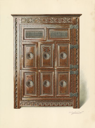 Szafka dębowa (walijski) (chromolitho) autorstwa Shirley Charles Llewellyn Slocombe