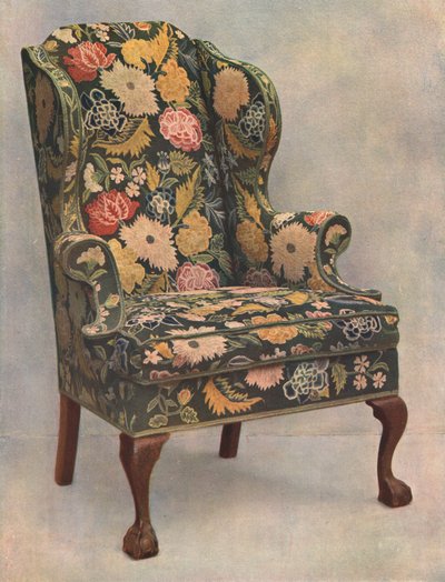 Krzesło orzechowe obszyte haftem, 1905 autorstwa Shirley Charles Llewellyn Slocombe