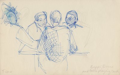 „Karty do gry Beppi, Bruno i Fabio”, ok. 1950. autorstwa Shirley Markham