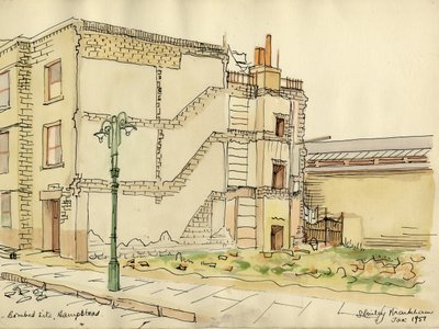 „Miejsce zbombardowania, Hampstead”, 1951. autorstwa Shirley Markham