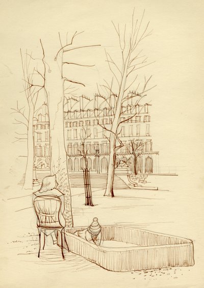 Dziecko bawiące się w piaskownicy, Paryż, Francja, c1951. autorstwa Shirley Markham