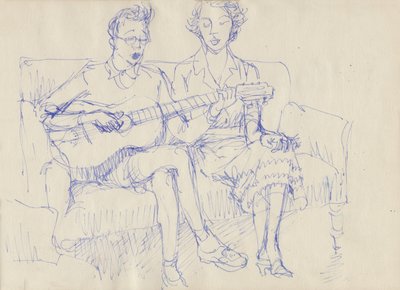 Para z gitarą, ok. 1950. autorstwa Shirley Markham
