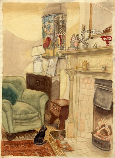 Scena przy kominku, ok. 1950. autorstwa Shirley Markham