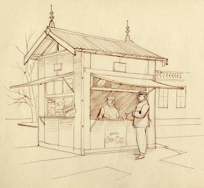 Kiosk z napojami, Paryż, Francja, ok. 1951. autorstwa Shirley Markham
