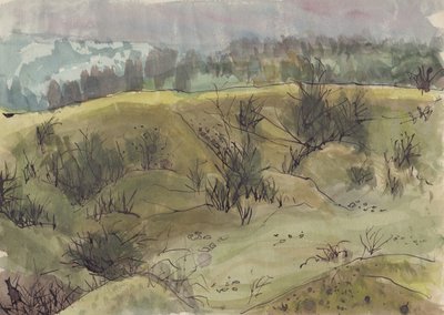 Krajobraz z krzakami, Włochy, ok. 1950 r. autorstwa Shirley Markham