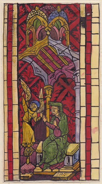 Zwiastowanie św. Annie, fragment witrażu, 1951. autorstwa Shirley Markham