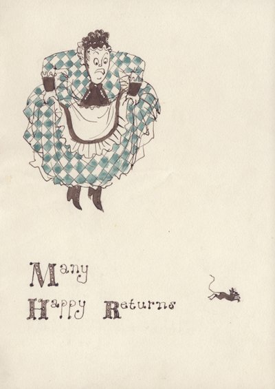 Kobieta przestraszona przez mysz, ok. 1950. autorstwa Shirley Markham