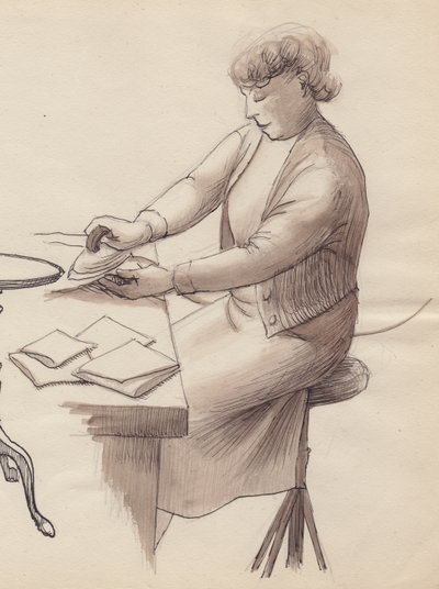 Prasująca kobieta, 1951. autorstwa Shirley Markham