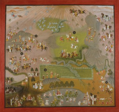 Maharana Jagat Singh Hawks dla żurawi, dat. 1744. autorstwa Shiva and Dayal