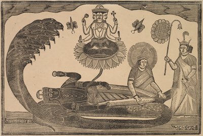 Anantasayan (Wisznu leżący na wężu Anancie) autorstwa Shri Gobinda Chandra Roy
