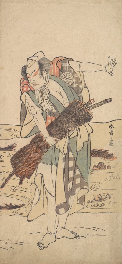 Arashi Sangoro jako samuraj Ronin stojący na brzegu, ca. 1777. autorstwa Shunsho