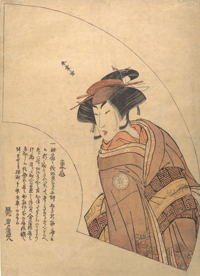 Wachlarz przedstawiający aktora Segawa Kikunojo III, ca. 1775. autorstwa Shunsho