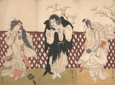 Ichikawa Danjuro IV w roli mnicha Mongaku ze sztuki Hana-zumo Genji-biki, 1775. autorstwa Shunsho
