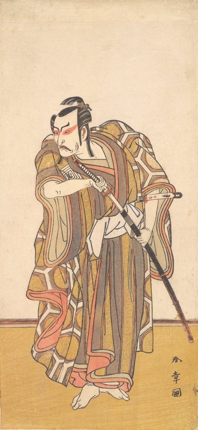 Ichikawa Danzo III jako samuraj dobywający miecza, ca. 1772. autorstwa Shunsho