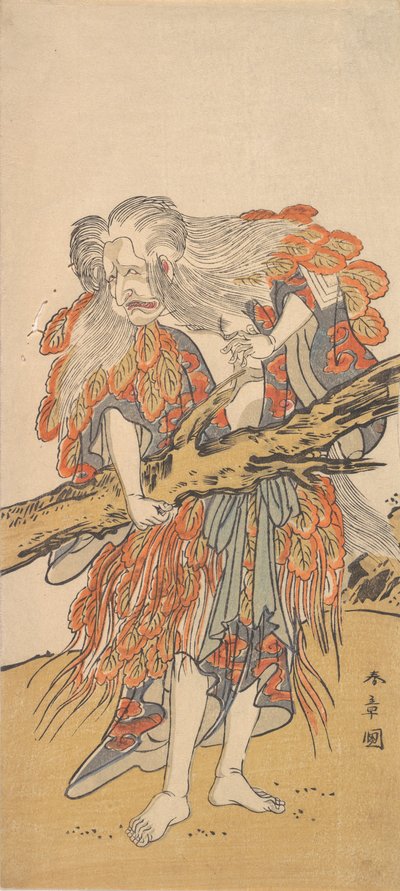 V Ichikawa Danjuro w roli Yamauba, 12 miesiąc 1775. autorstwa Shunsho