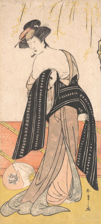Aktor Nakamura Riko jako Oiran Wiążący Obi, ca. 1779. autorstwa Shunsho