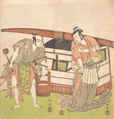 Aktor Otani Hiroji III i Aktor Onoe Kikugoro I, ca. 1778. autorstwa Shunsho