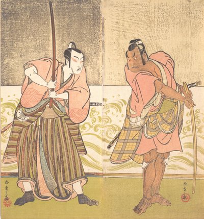 Aktor Sakata Hangoro II i aktor Matsumoto Koshiro IV, koniec XVIII wieku. autorstwa Shunsho