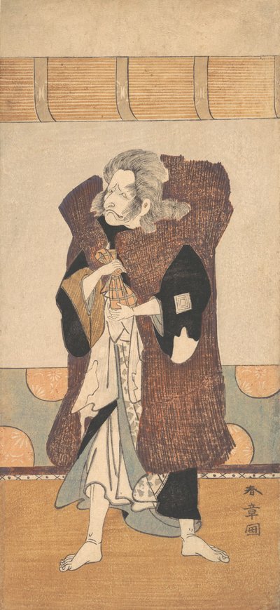 Piąty Ichikawa Danjuro jako staruszek z długimi siwymi włosami, ca. 1773. autorstwa Shunsho