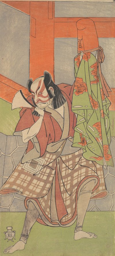 Czwarty Ichikawa Danjuro w roli Yahei-byoe Munekiyo, 12 miesiąc 1768. autorstwa Shunsho