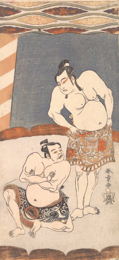 Drugi Ichikawa Yaozo jako zapaśnik stojący na arenie, 1770. autorstwa Shunsho